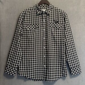 Mojo Sportswear Coastal Plaid Long Sleeve Fishing Shirt Mens Medium Black